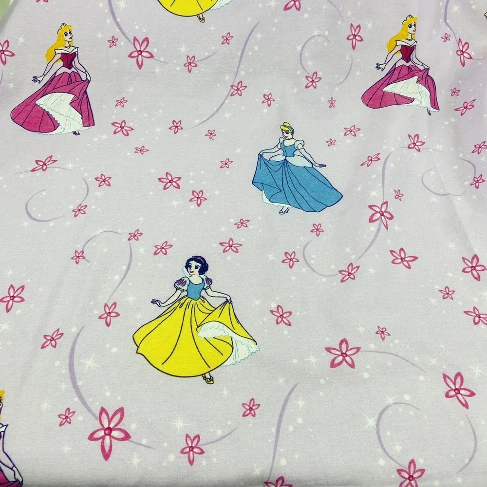 Disney Home Purple Twin Flat Sheet Princess Cinderella Snow White Aurora Vintage